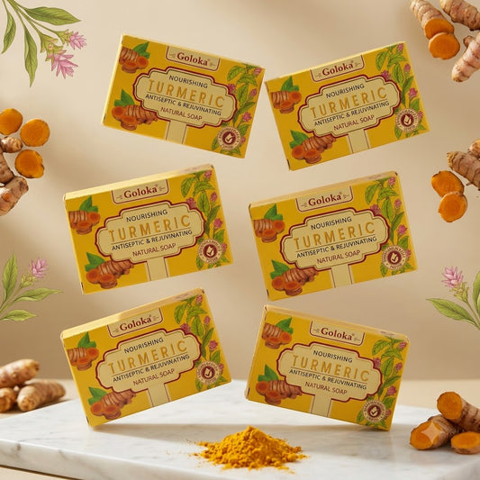 GOLOKA Turmeric Bath Soap, 75g Each – Herbal Fragrance Soap for Daily Bathing & Cleansing