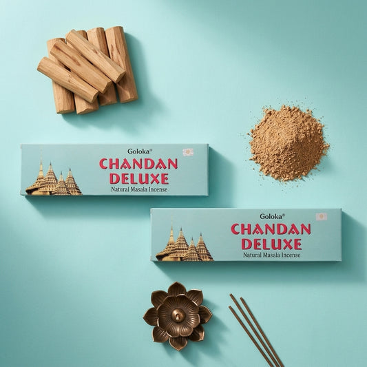 GOLOKA Chandan Deluxe Masala Wooden Agarbatti 100g | Pack of 2