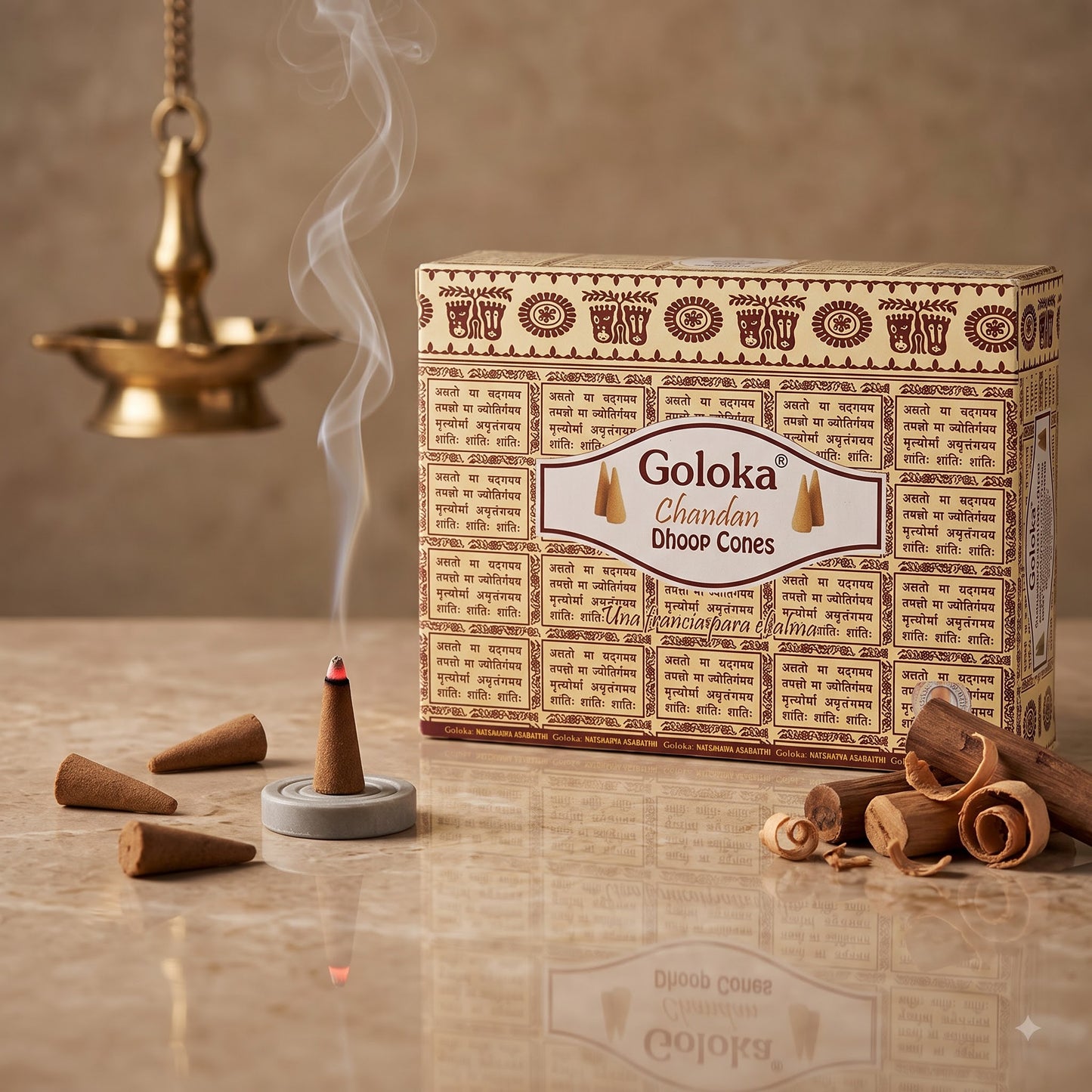 GOLOKA Premium Chandan Dhoop Cones – 10 Cones