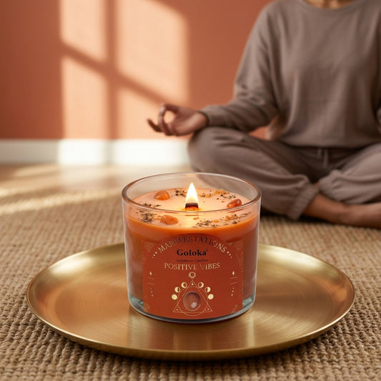 Manifestations Positive Vibes 9oz Gemstone Infused Candle Pack