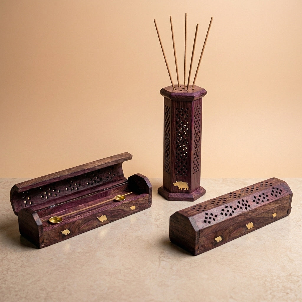Handmade Wooden Incense Stick Holders