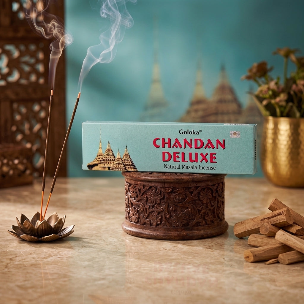 GOLOKA Chandan Deluxe Masala Wooden Agarbatti 100g | Pack of 2