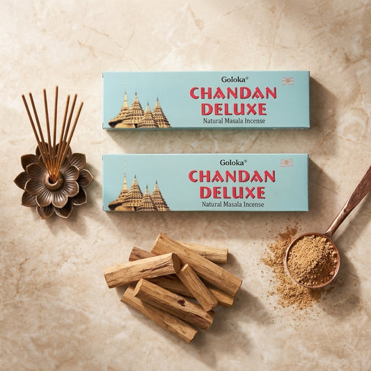 GOLOKA Chandan Deluxe Masala Wooden Agarbatti 100g | Pack of 2