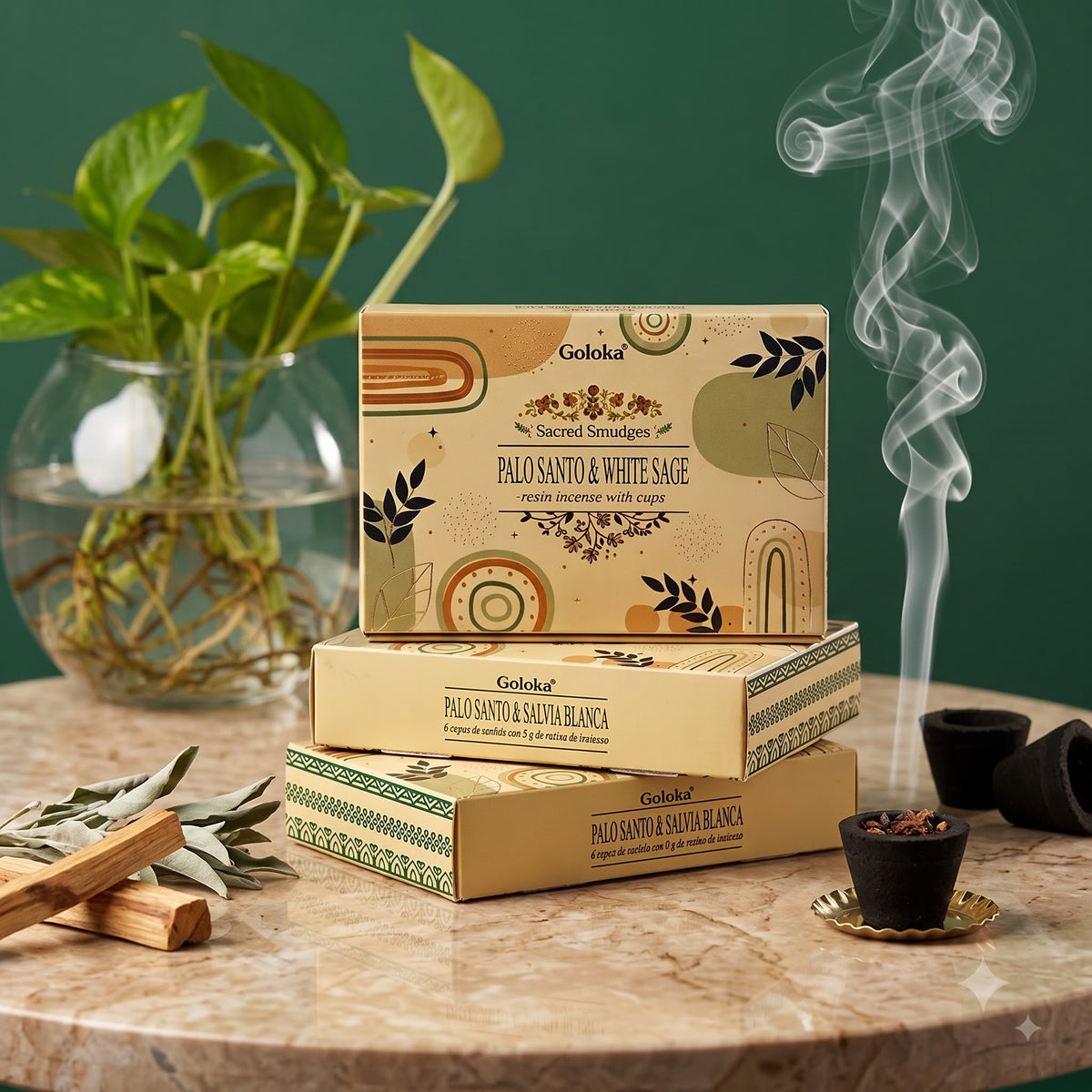 Palo Santo & White Sage Cup Sambrani Pack – image 2
