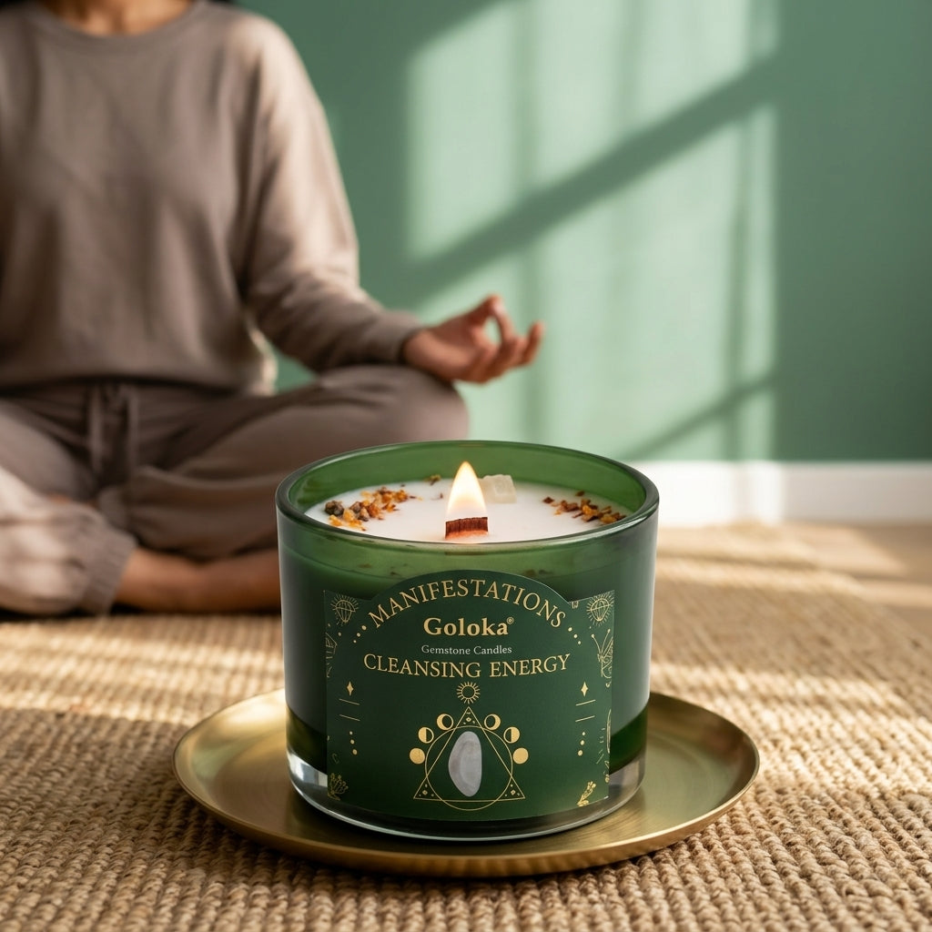 Manifestations Cleansing Energy 9oz Gemstone Infused Candle Pack