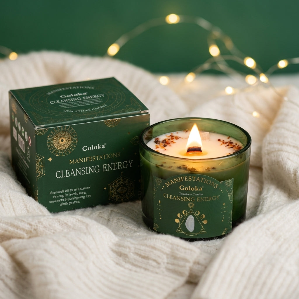 Manifestations Cleansing Energy 9oz Gemstone Infused Candle Pack