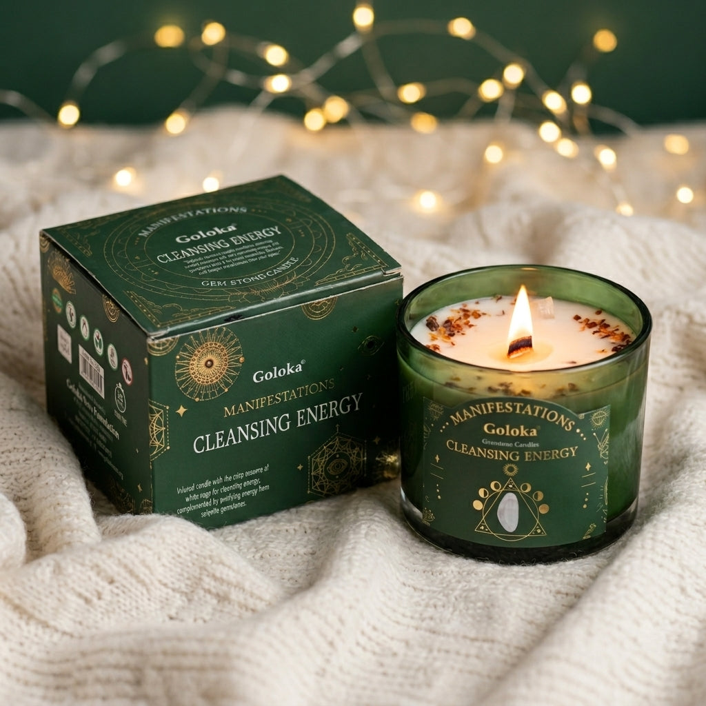 Manifestations Cleansing Energy 9oz Gemstone Infused Candle Pack