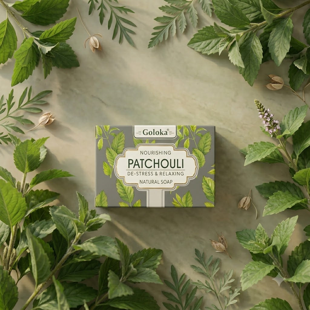 GOLOKA Patchouli Bath Soap, 75g Each – Earthy Aromatic Fragrance Soap for Daily Bathing & Cleansing, Pack of 3