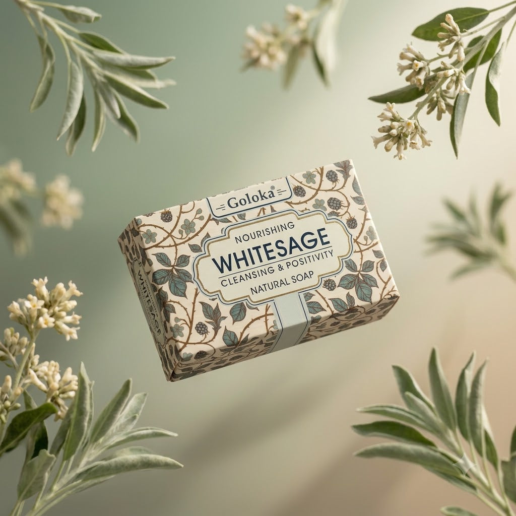 GOLOKA White Sage Bath Soap, 75g Each – Refreshing Herbal Fragrance Soap for Daily Bathing & Cleansing, Pack of 3