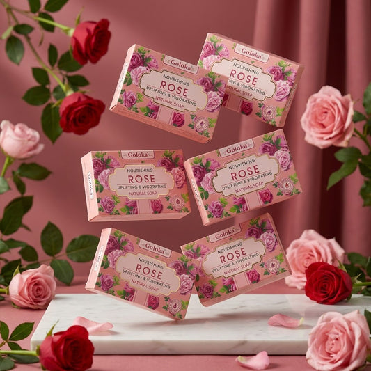 GOLOKA Rose Bath Soap, 75g Each – Floral Fragrance Soap for Daily Bathing & Cleansing