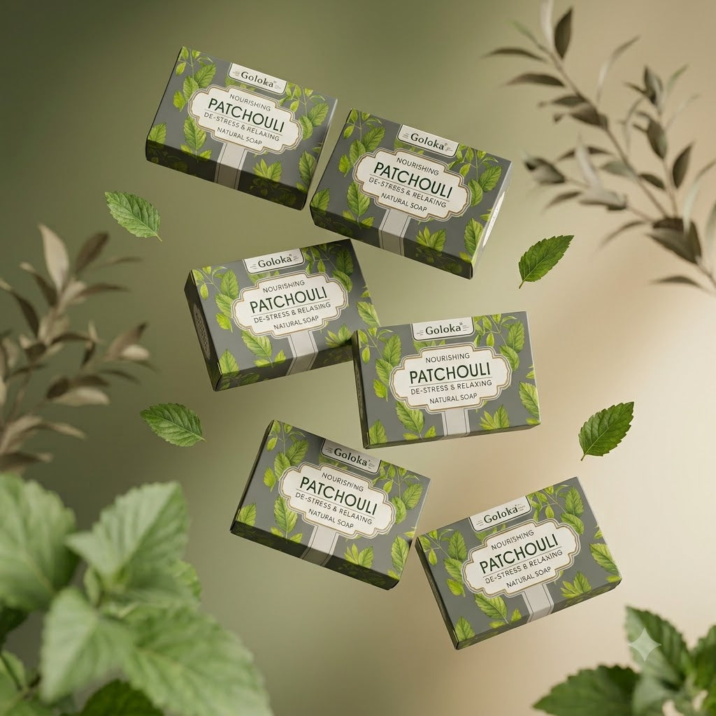 GOLOKA Patchouli Bath Soap, 75g Each – Earthy Aromatic Fragrance Soap for Daily Bathing & Cleansing, Pack of 3