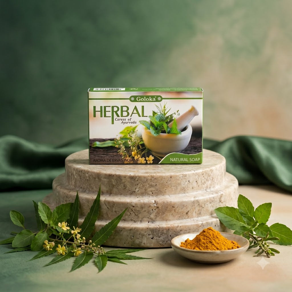 GOLOKA Herbal Bath Soap, 75g Each – Fresh Herbal Fragrance Soap for Daily Bathing & Cleansing, Pack of 3