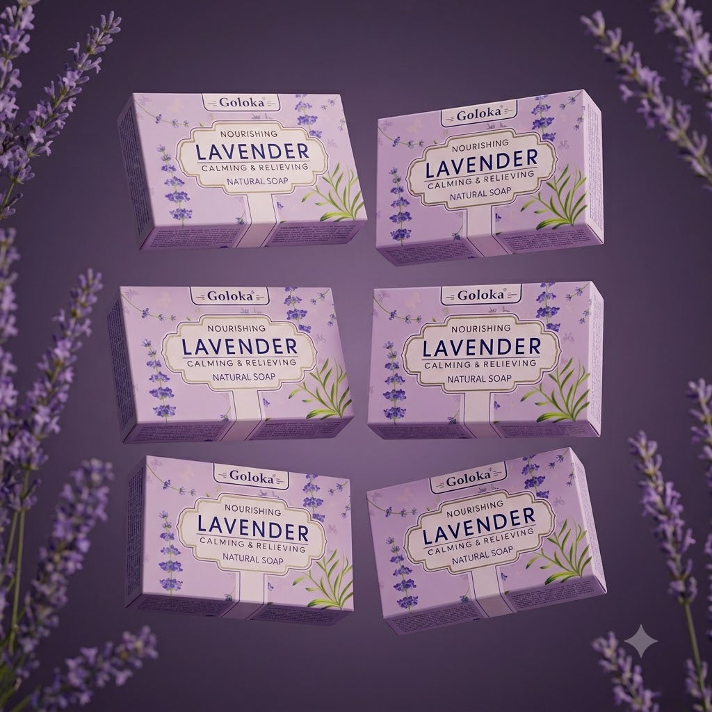 GOLOKA Lavender Bath Soap, 75g Each – Floral Fragrance Soap for Daily Bathing & Cleansing, Pack of 3