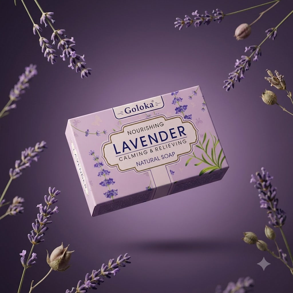 GOLOKA Lavender Bath Soap, 75g Each – Floral Fragrance Soap for Daily Bathing & Cleansing, Pack of 3