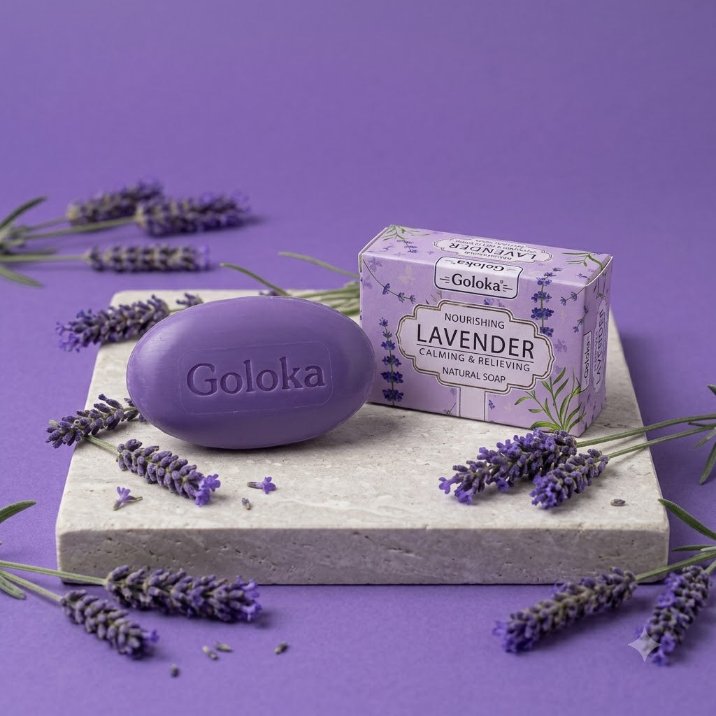GOLOKA Lavender Bath Soap, 75g Each – Floral Fragrance Soap for Daily Bathing & Cleansing, Pack of 3