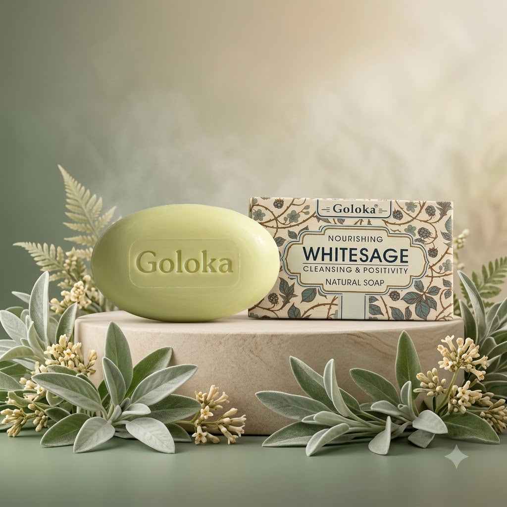 GOLOKA White Sage Bath Soap, 75g Each – Refreshing Herbal Fragrance Soap for Daily Bathing & Cleansing, Pack of 3