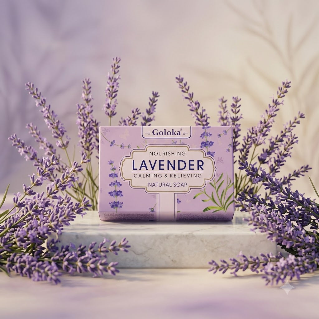 GOLOKA Lavender Bath Soap, 75g Each – Floral Fragrance Soap for Daily Bathing & Cleansing, Pack of 3