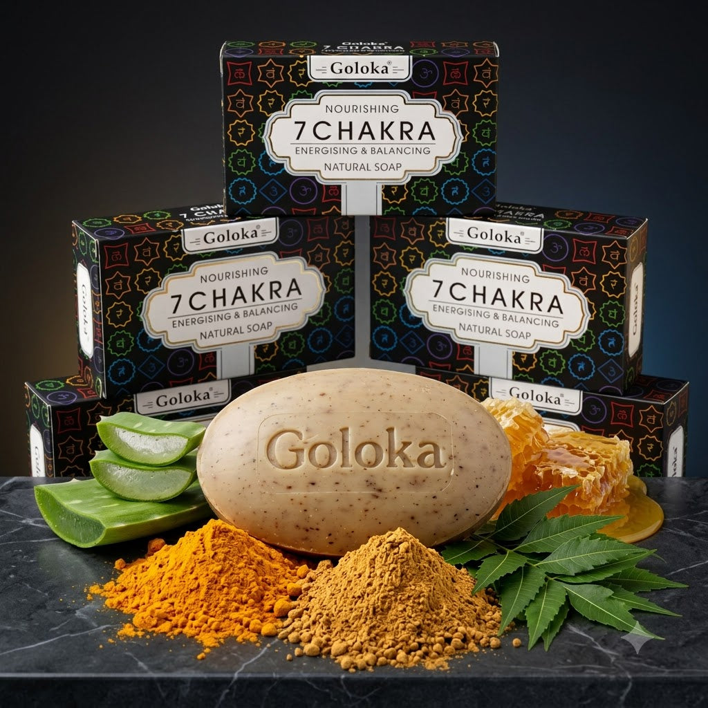 GOLOKA 7 Chakra Bath Soap, 75g Each – Herbal Fragrance Soap for Daily Bathing & Cleansing, Pack of 3