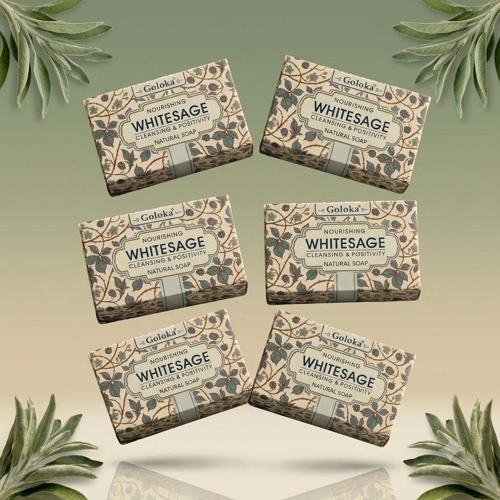 GOLOKA White Sage Bath Soap, 75g Each – Refreshing Herbal Fragrance Soap for Daily Bathing & Cleansing, Pack of 3