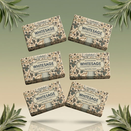 GOLOKA White Sage Bath Soap, 75g Each – Refreshing Herbal Fragrance Soap for Daily Bathing & Cleansing