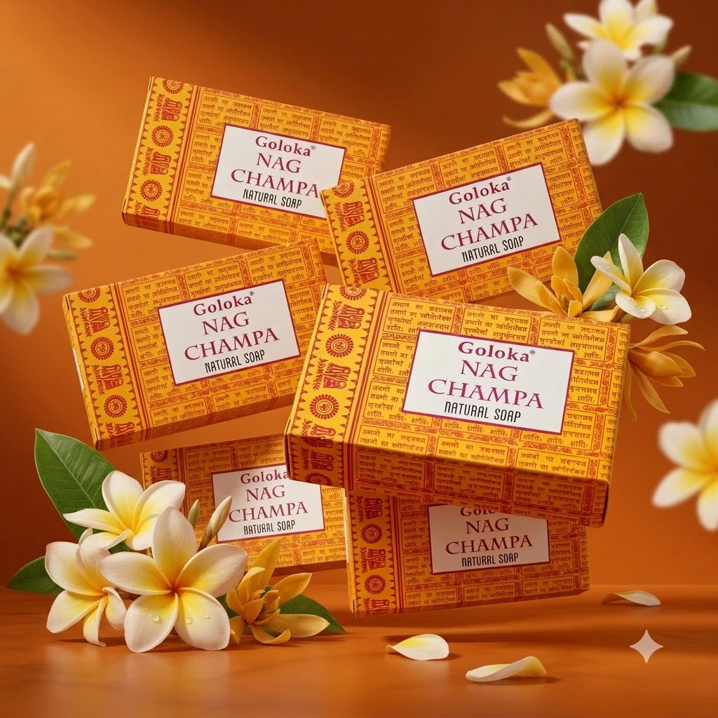 GOLOKA Nag Champa Bath Soap, 75g Each – Classic Floral-Aromatic Fragrance Soap for Daily Bathing & Cleansing, Pack of 3