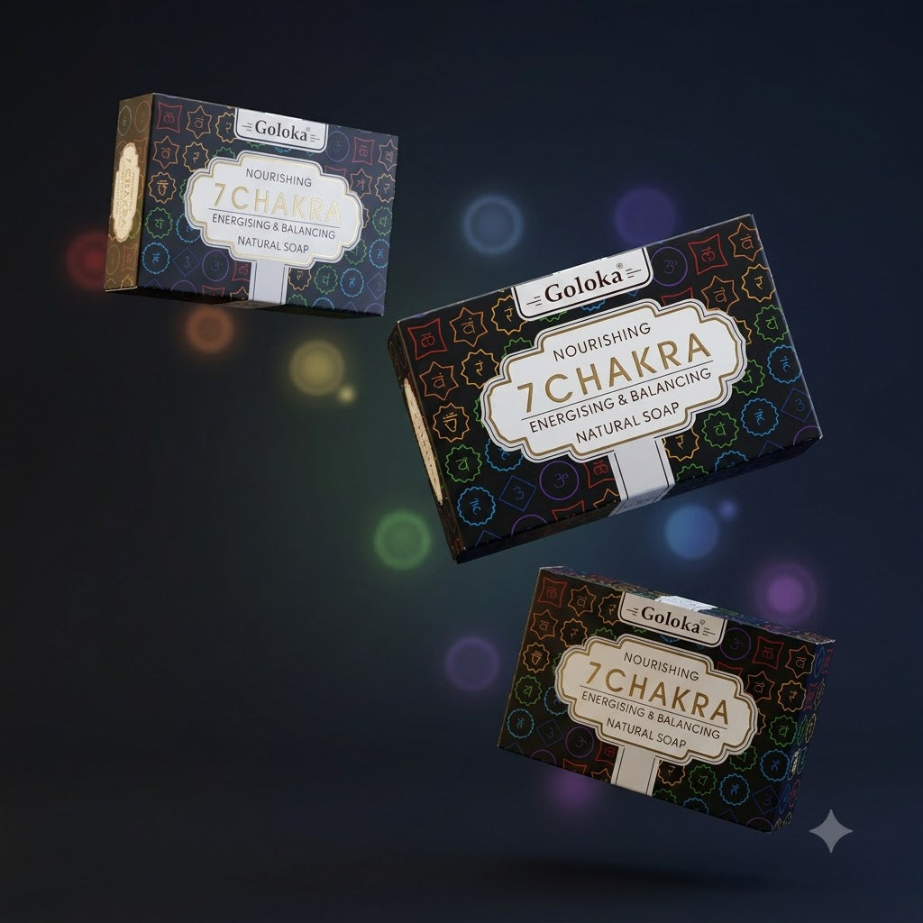 GOLOKA 7 Chakra Bath Soap, 75g Each – Herbal Fragrance Soap for Daily Bathing & Cleansing, Pack of 3