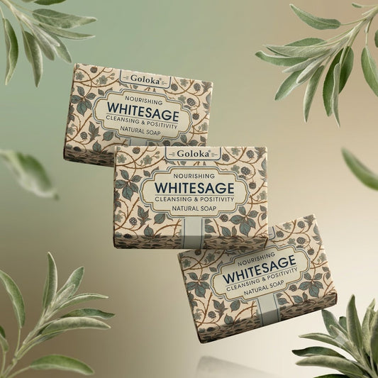 GOLOKA White Sage Bath Soap, 75g Each – Refreshing Herbal Fragrance Soap for Daily Bathing & Cleansing