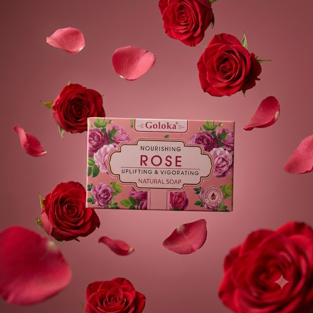 GOLOKA Rose Bath Soap, 75g Each – Floral Fragrance Soap for Daily Bathing & Cleansing, Pack of 3