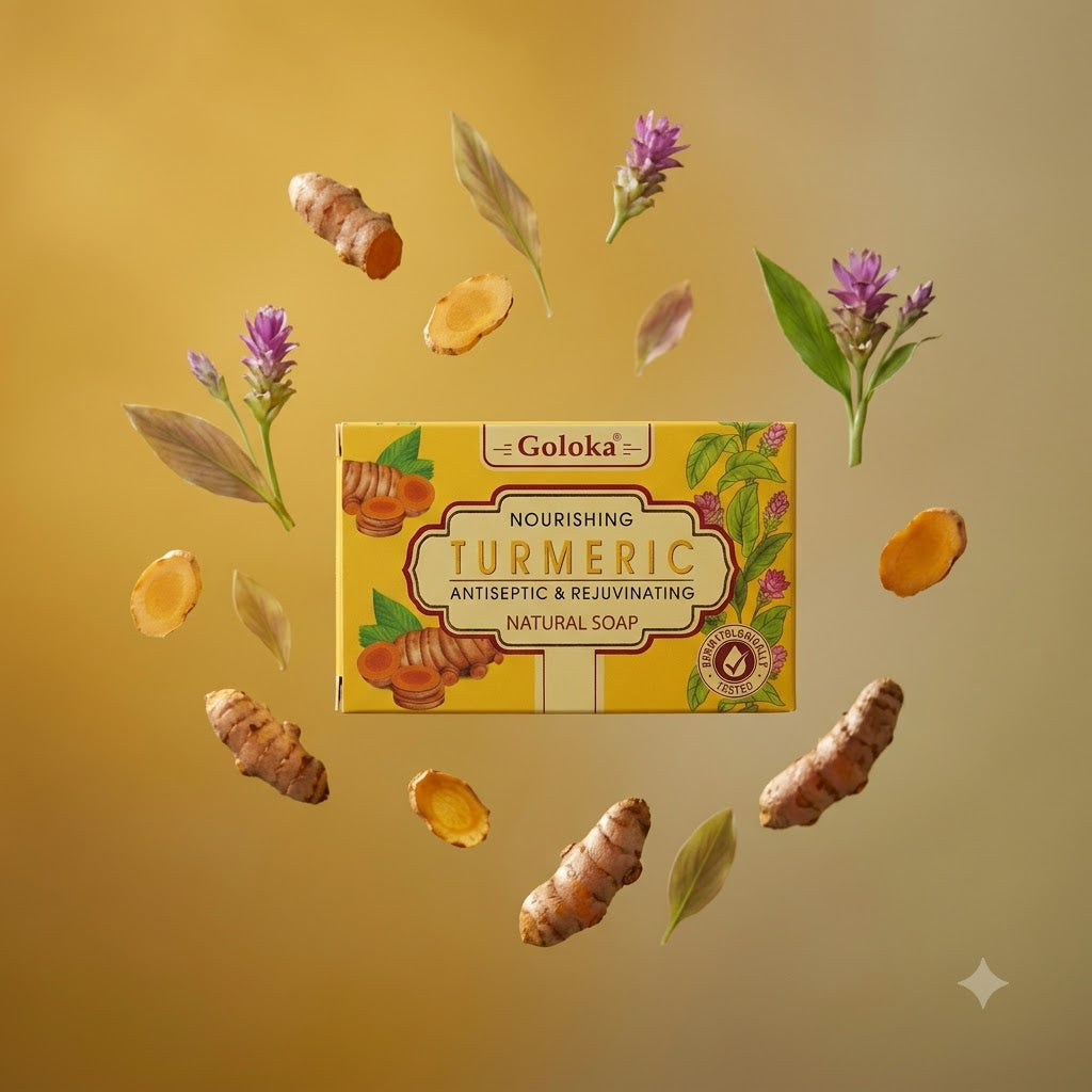 GOLOKA Turmeric Bath Soap, 75g Each – Herbal Fragrance Soap for Daily Bathing & Cleansing, Pack of 3