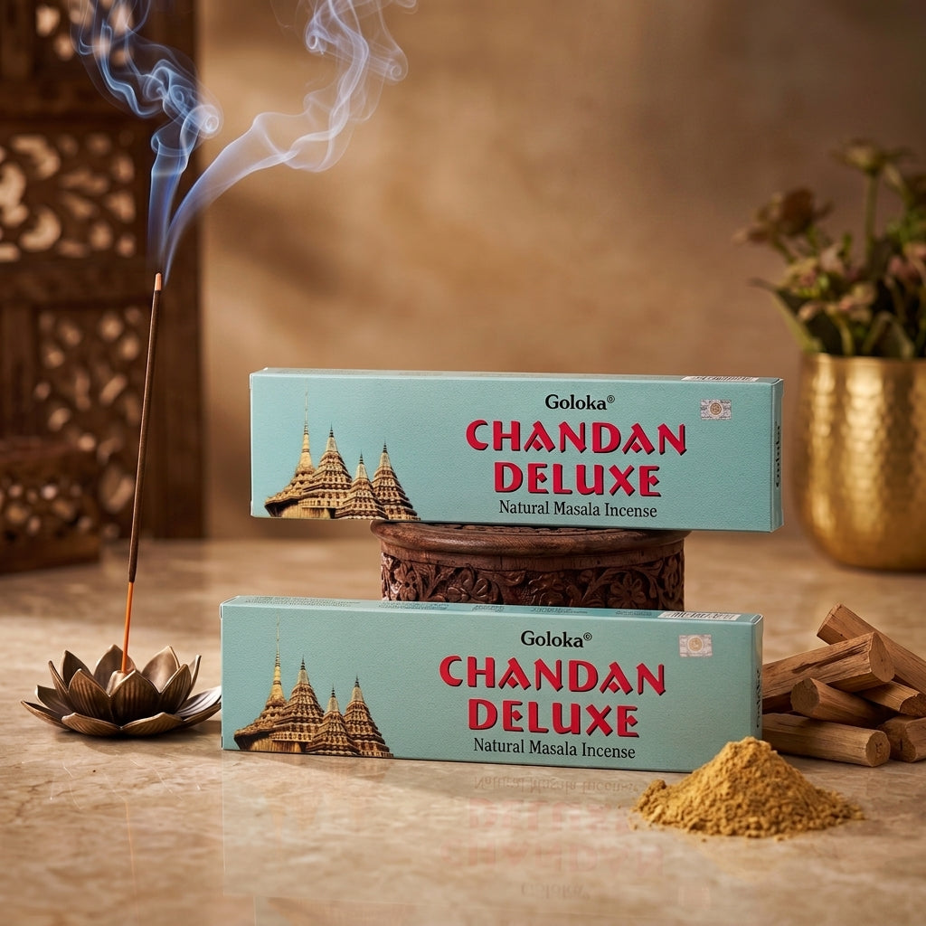 GOLOKA Chandan Deluxe Masala Wooden Agarbatti 100g | Pack of 2