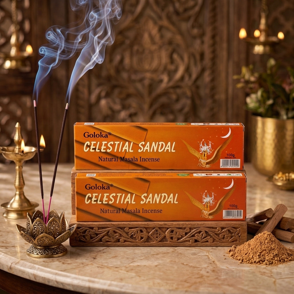 GOLOKA Celestial Sandal Masala Agarbatti Incense Sticks 100g (Pack of 2)
