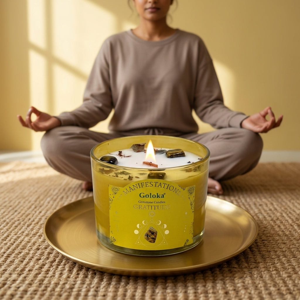 Manifestations Gratitude 9oz Gemstone Infused Candle Pack