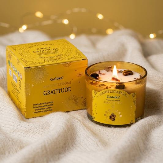 Manifestations Gratitude 9oz Gemstone Infused Candle Pack