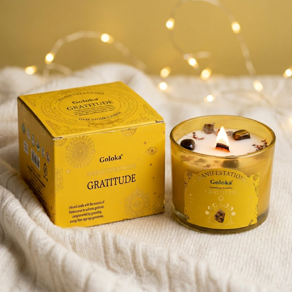 Manifestations Gratitude 9oz Gemstone Infused Candle Pack
