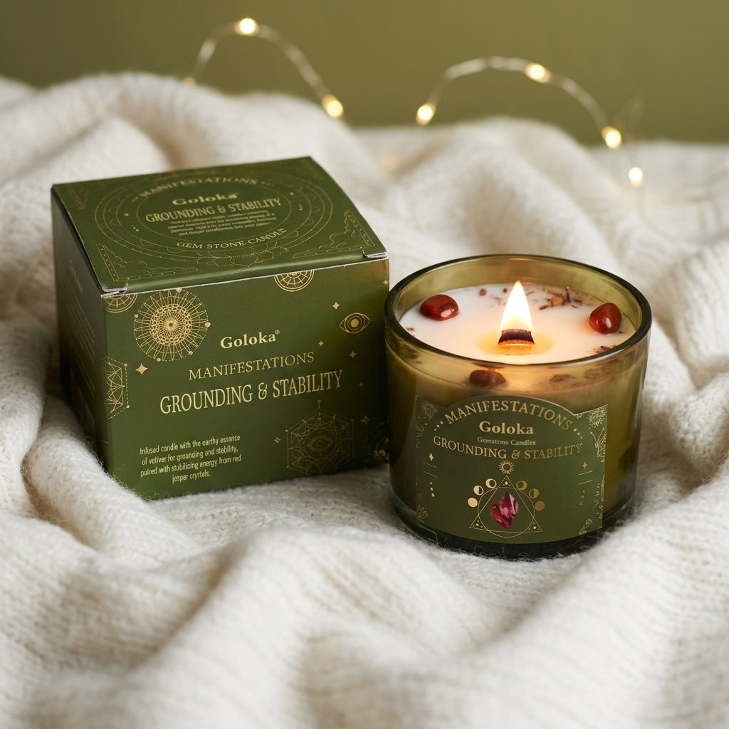Manifestations Grounding & Stability 9oz Gemstone Infused Candle Pack