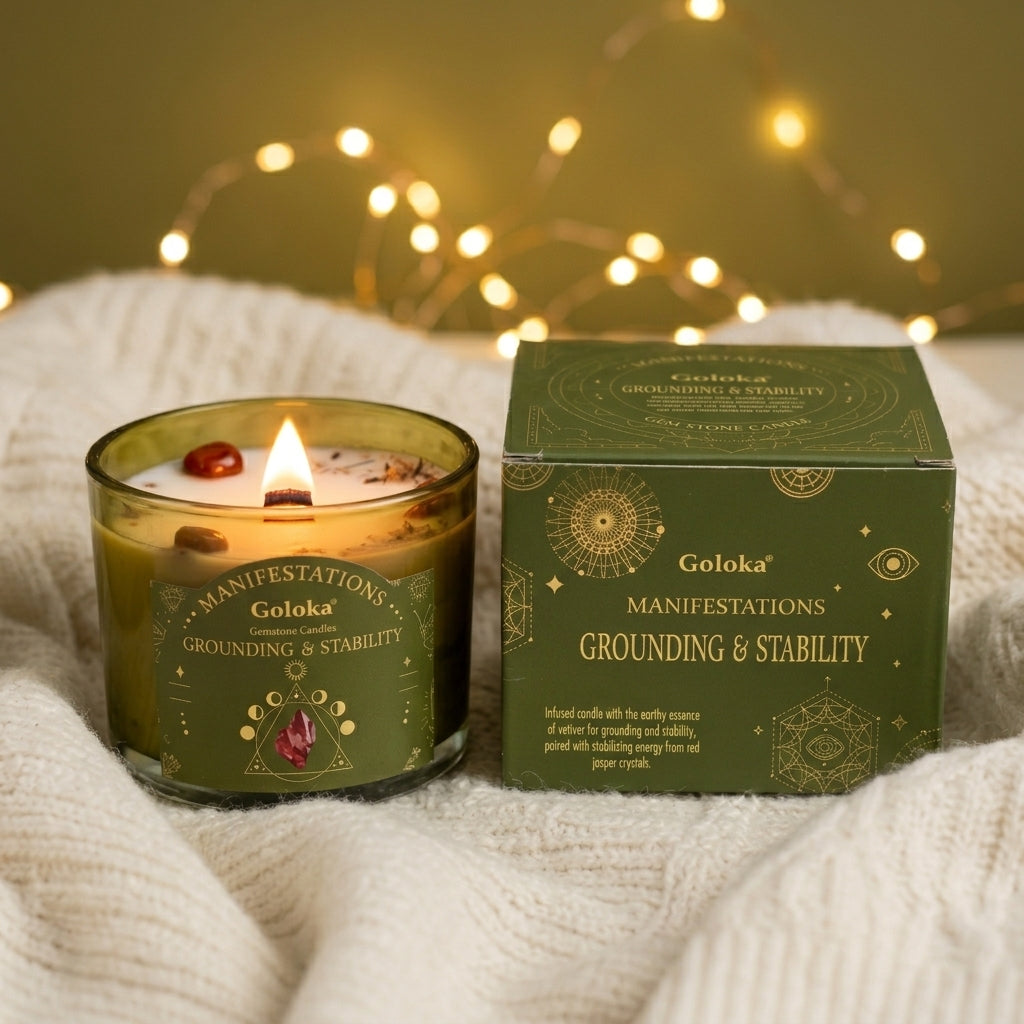 Manifestations Grounding & Stability 9oz Gemstone Infused Candle Pack