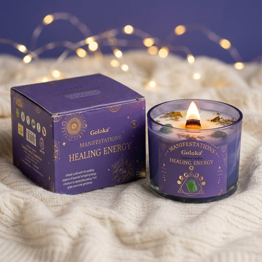 Manifestations Healing Energy 9oz Gemstone Infused Candle Pack