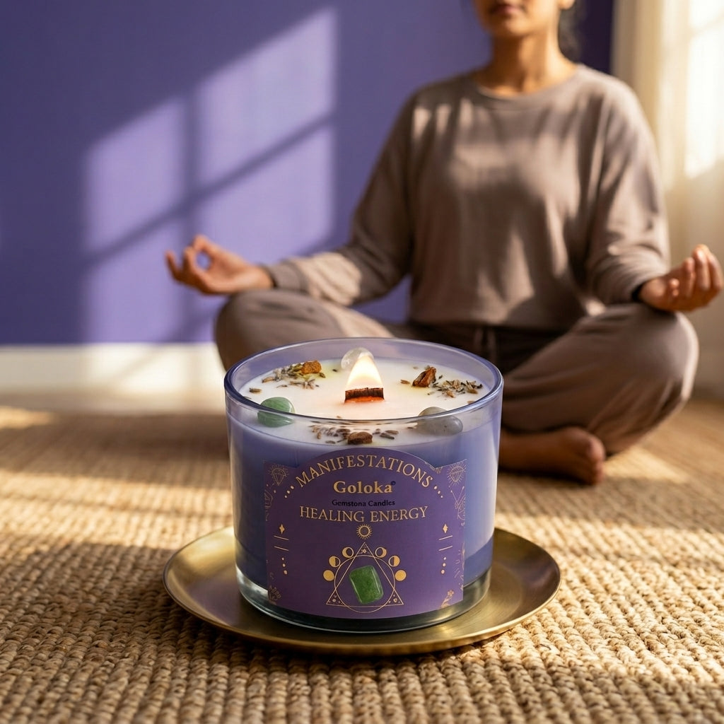 Manifestations Healing Energy 9oz Gemstone Infused Candle Pack