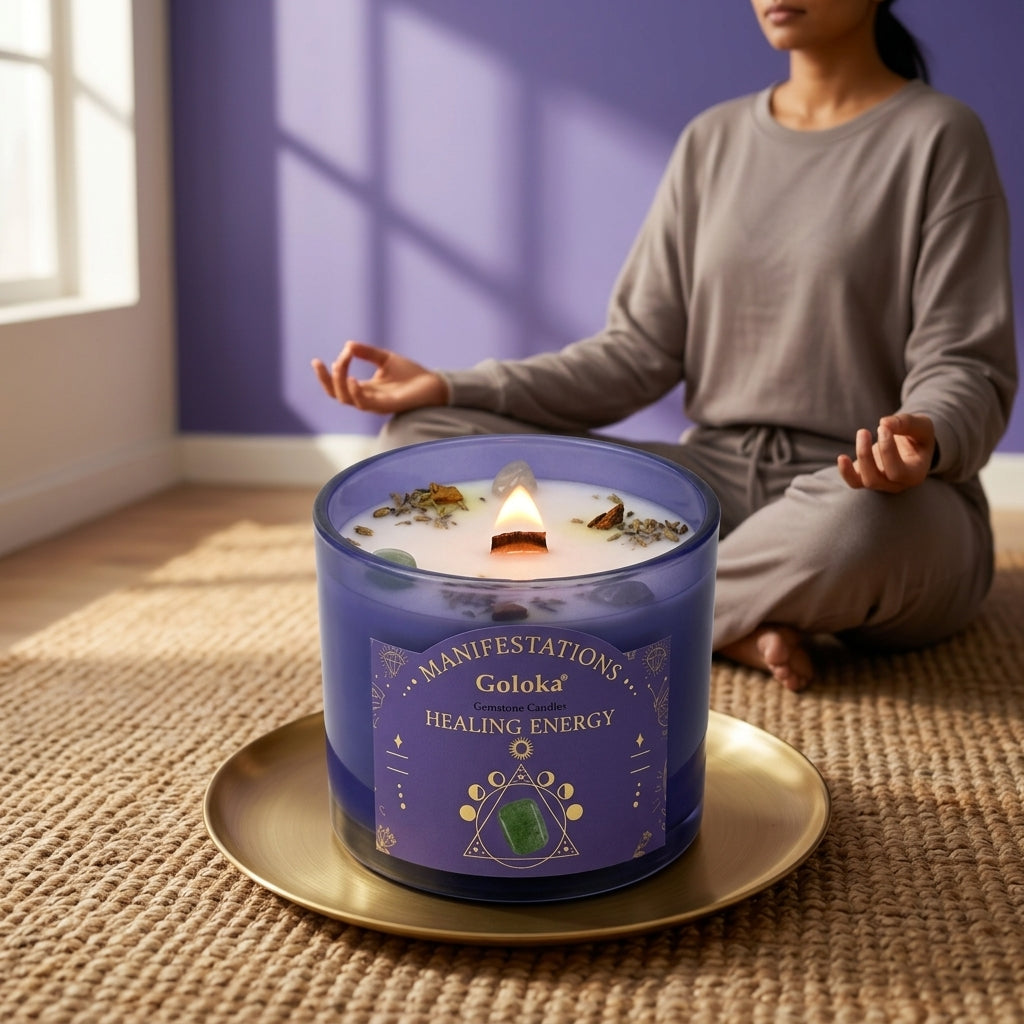 Manifestations Healing Energy 9oz Gemstone Infused Candle Pack