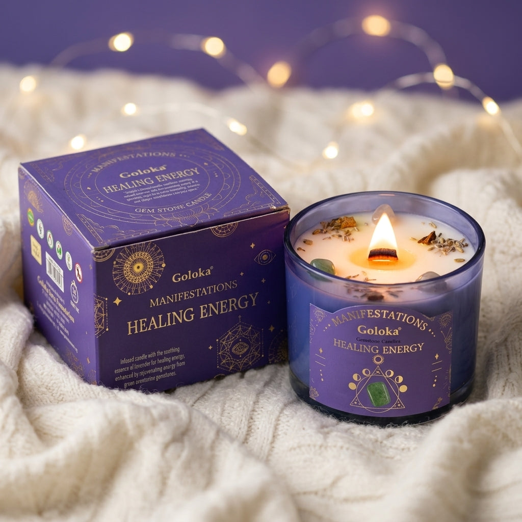 Manifestations Healing Energy 9oz Gemstone Infused Candle Pack