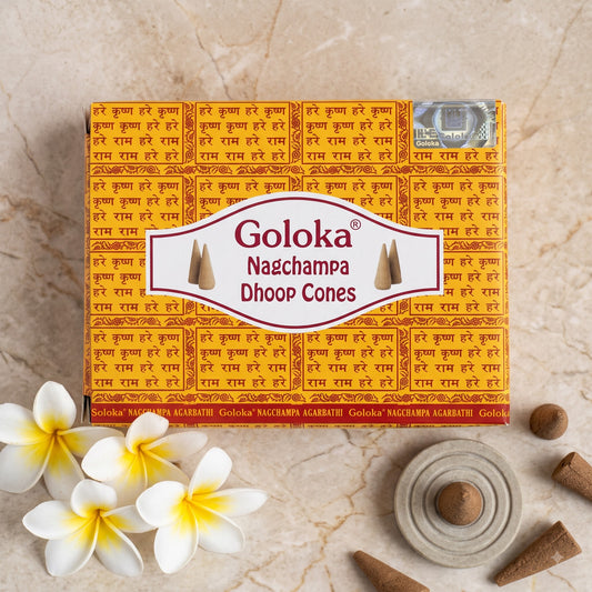 GOLOKA Nagchampa Dhoop Cones – 10 Cones