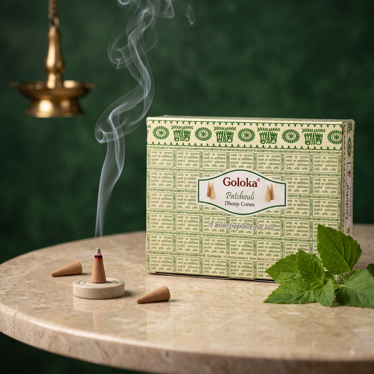 GOLOKA Premium Patchouli Dhoop Cones – 10 Cones