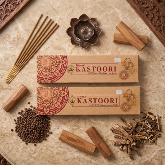 GOLOKA Organica Kastoori Masala Wood Agarbatti 100g | Pack of 2