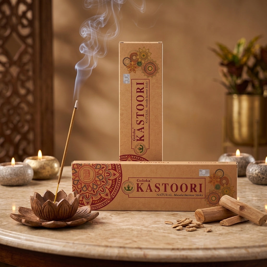 GOLOKA Organica Kastoori Masala Wood Agarbatti 100g | Pack of 2