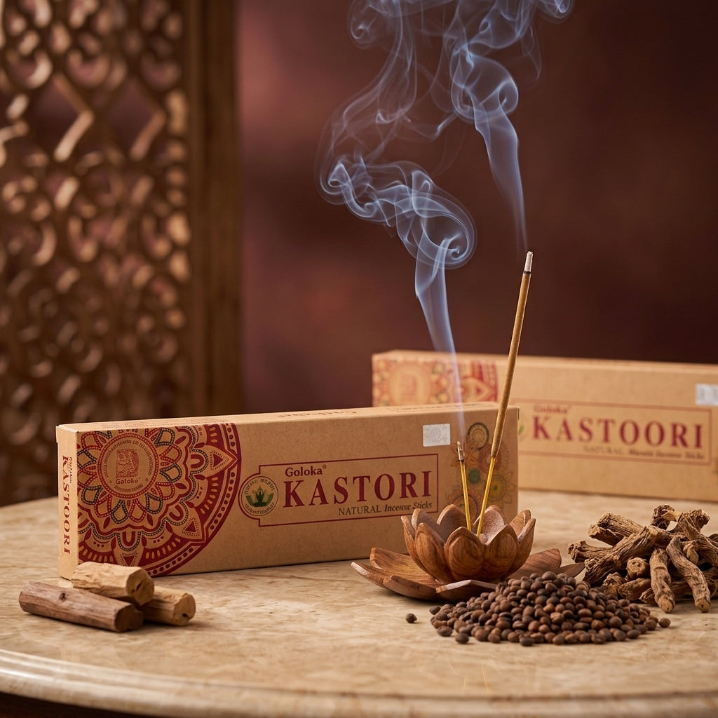 GOLOKA Organica Kastoori Masala Wood Agarbatti 100g | Pack of 2