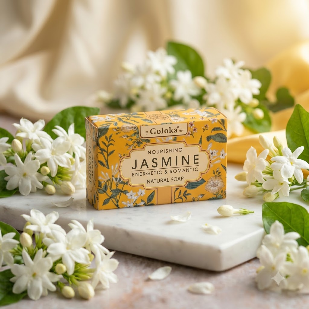 GOLOKA Jasmine Bath Soap, 75g Each – Floral Fragrance Soap for Daily Bathing & Cleansing, Pack of 3