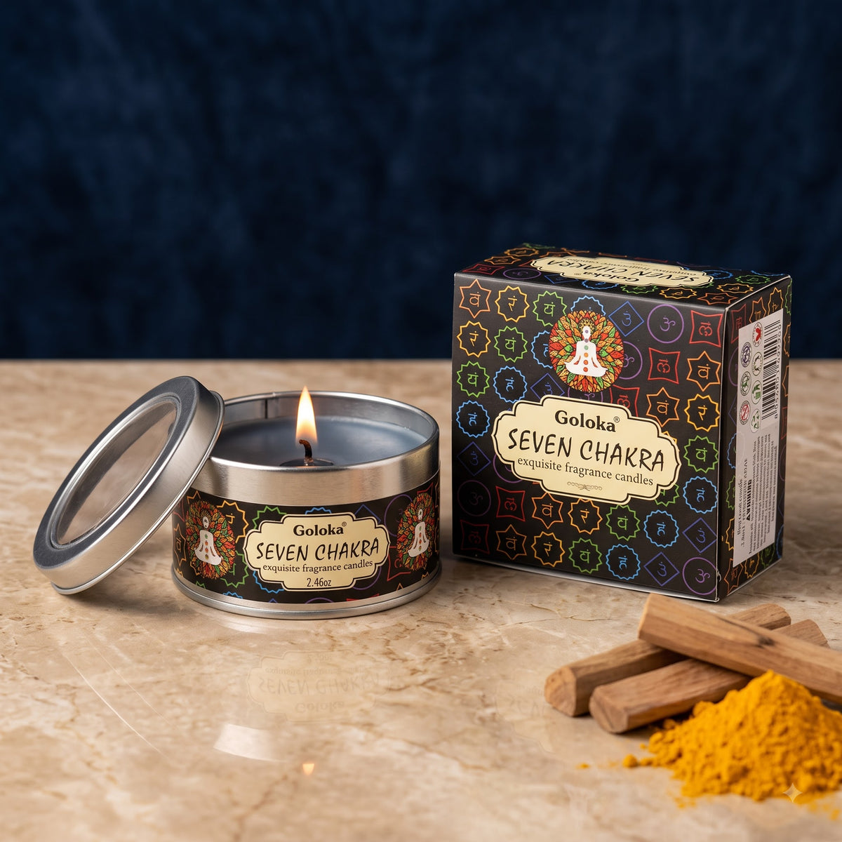 Seven Chakra Travel Tin Candle – 2.46 Oz