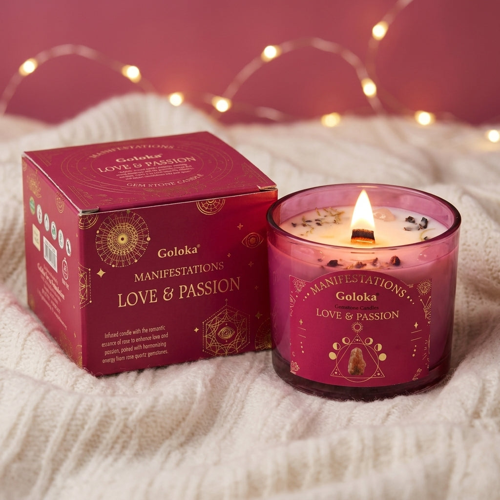Manifestations Love & Passion 9oz Gemstone Infused Candle Pack