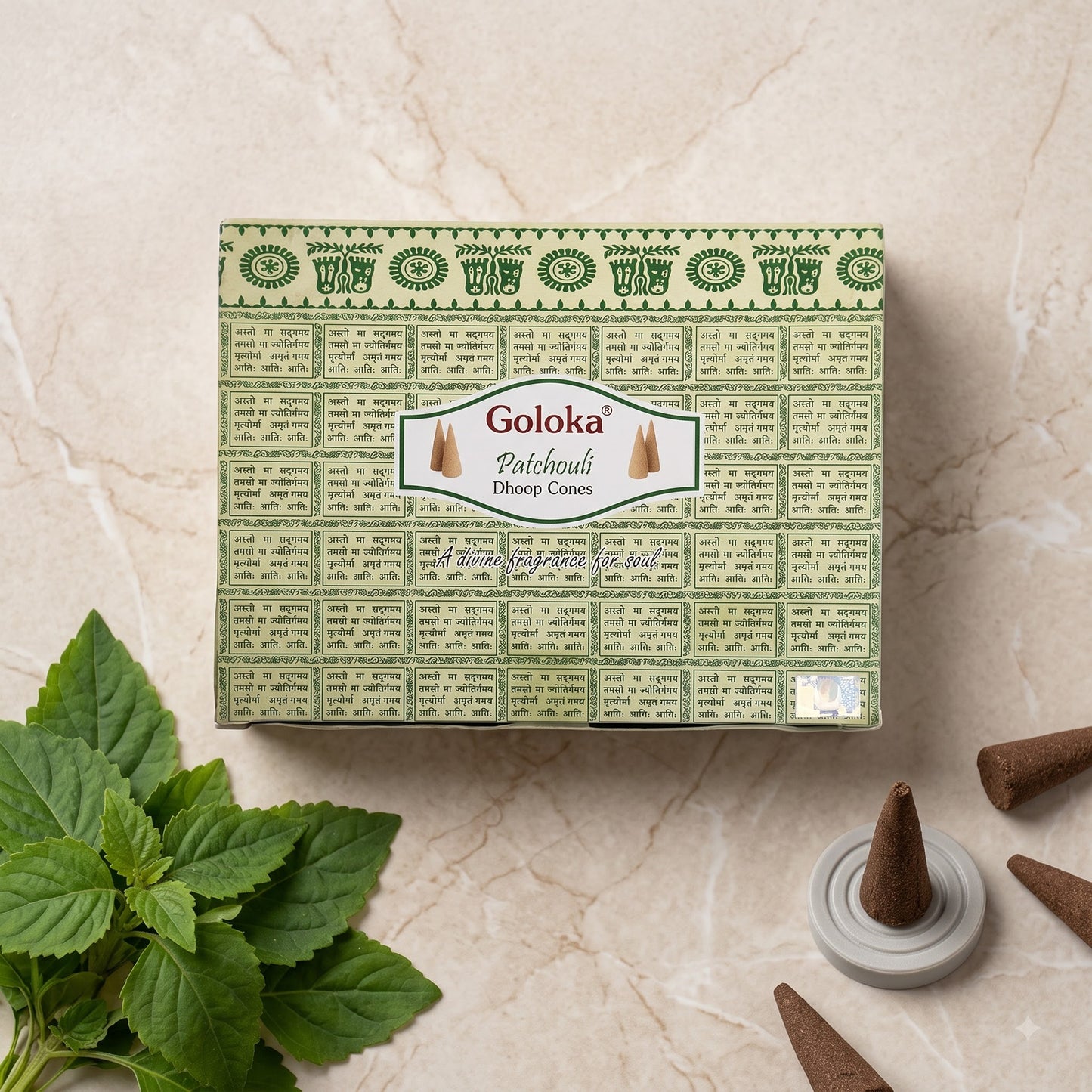 GOLOKA Premium Patchouli Dhoop Cones – 10 Cones
