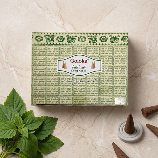 GOLOKA Premium Patchouli Dhoop Cones – 10 Cones